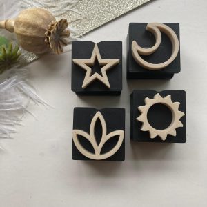 Figuur stempel set | zon, maan, ster, lotus